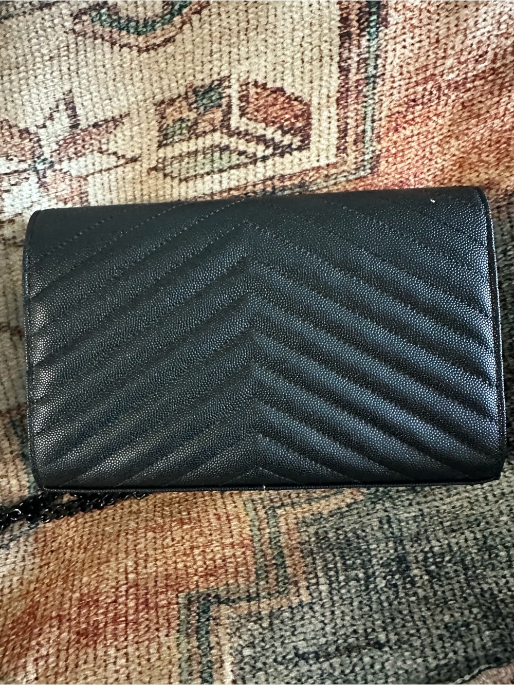 Saint Laurent Black Quilted Leather Chain Wallet - Picture 5 of 6